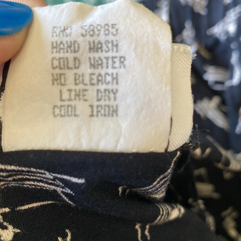 Navy Button-Up with White Abstract Design - Picture 16 of 16